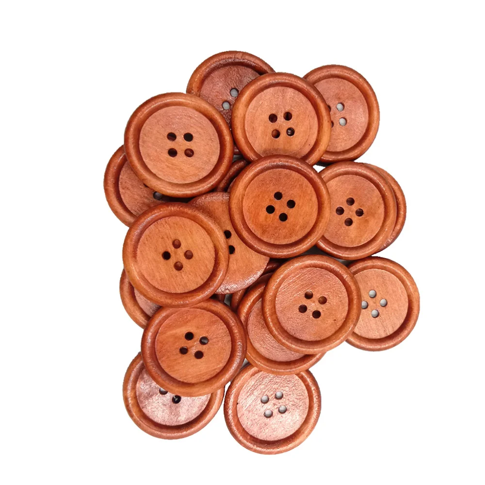 50 шт. 18 мм деревянная круглая пуговица с 4 отверстиями оранжевого цвета узкими