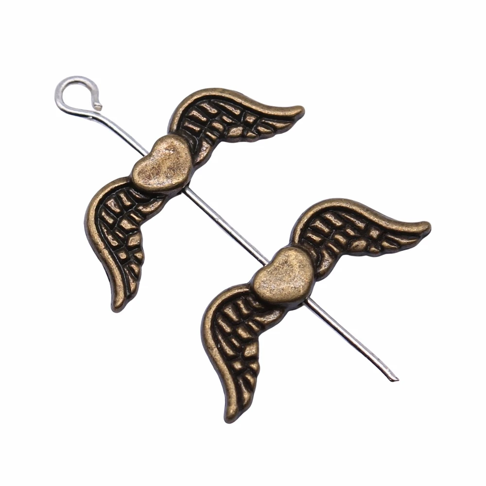 20pcs 20x7mm Angel Wings Heart European Small Hole Spacer Beads For Jewelry Making DIY Findings | Украшения и аксессуары