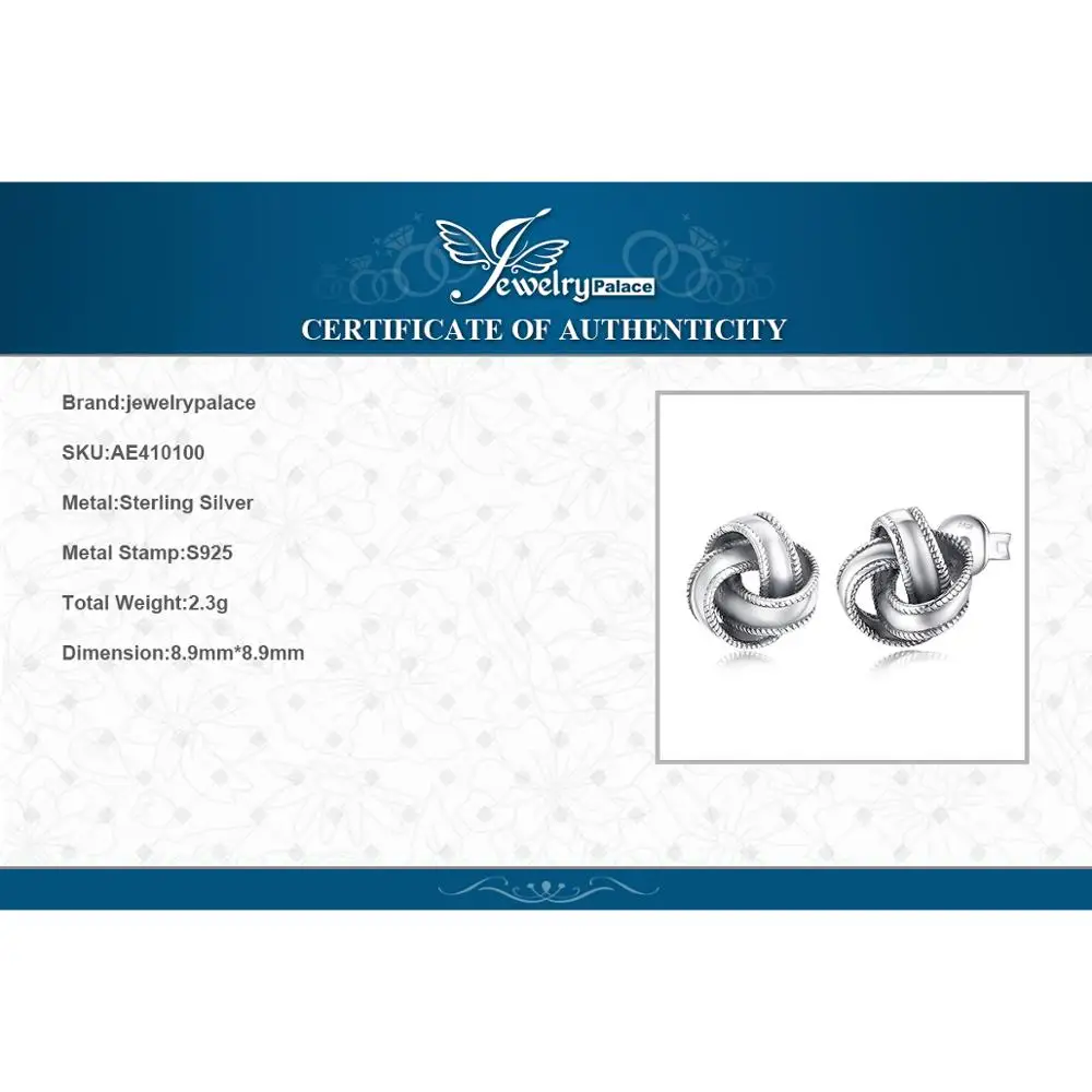 Женские винтажные серьги гвоздики JewelryPalace из окисленного серебра 925 пробы с