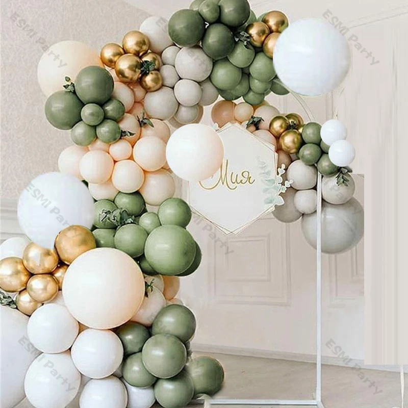 

115pcs Sage Green Balloons Garland Arch Wedding Decoration Doubled Blush Nude Maca Grey Ballon Kit Birthday Baby Shower Decor