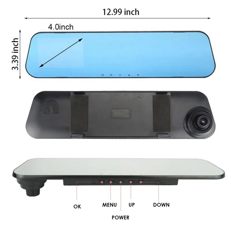 

Universal Car Camera HD 1080P Single Record 4 Inch Digital Video Mirror Recorder 120 Degree Wide Angle Car Dash Cam Registrar