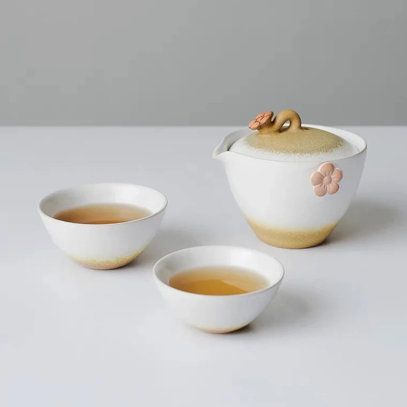 

Japanese-style women's Tea Set Travel Kit girls' Portable Cute Pot and Two Cups Available for Home Office