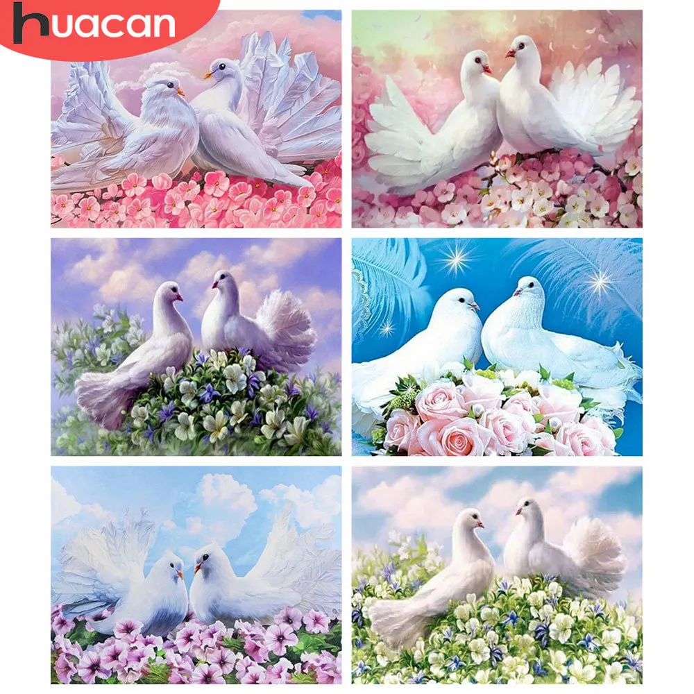 

HUACAN Full Square/Round 5d Diamond Painting Pigeon Mosaic Bird Handicraft DIY Diamond Embroidery Animal Home Art Decor