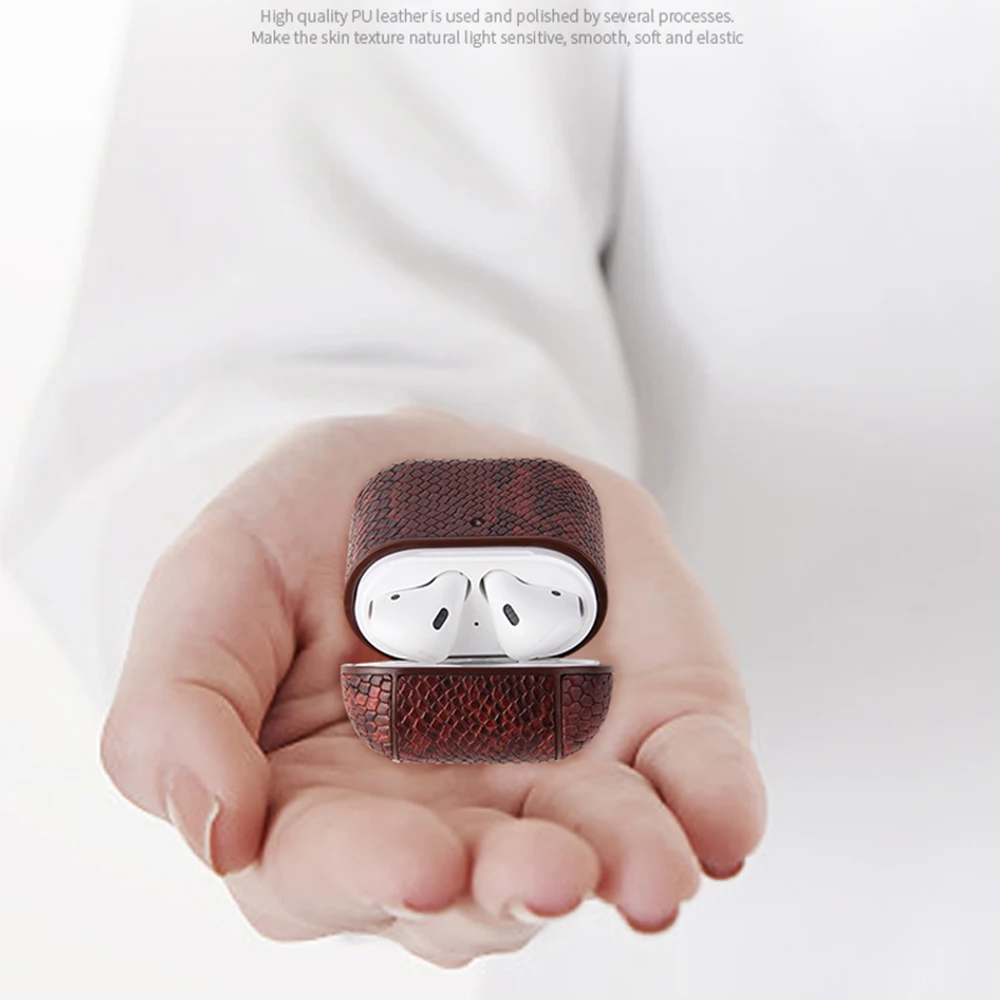 Сумка из змеиной кожи чехол для Apple AirPods 1/2 Bluetooth беспроводные наушники кожаный Air