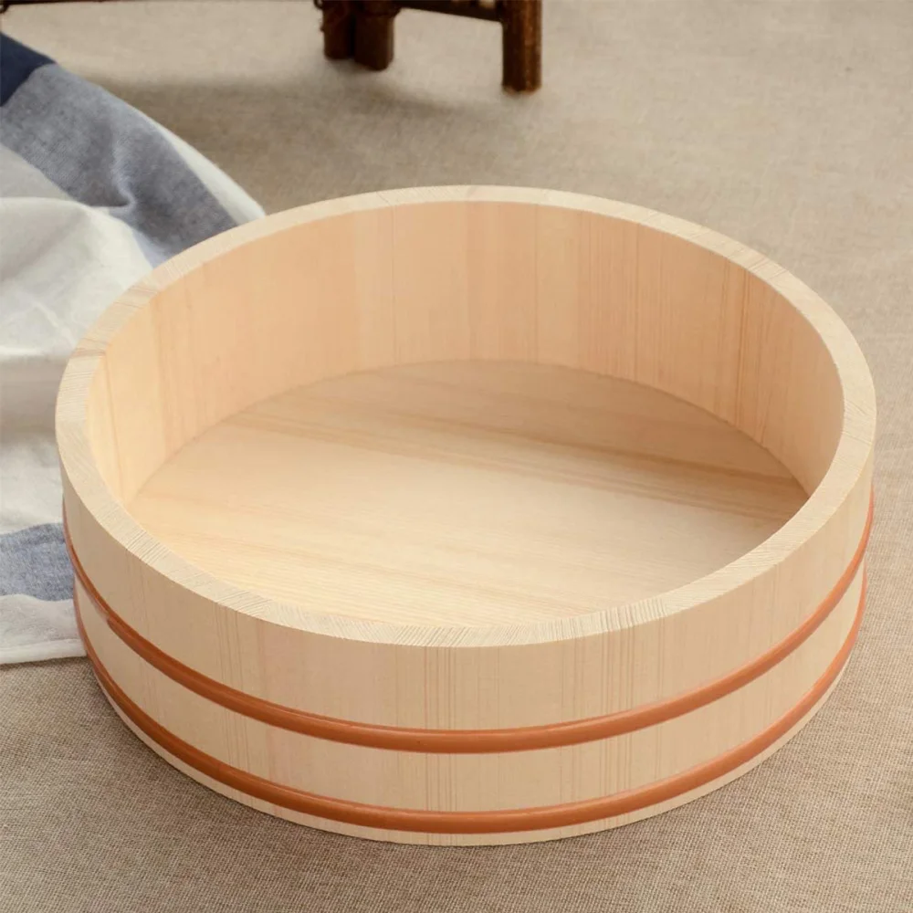 

1pc Wooden Japanese Sushi Rice Bucket Korean Rice Mix Bucket (Burlywood)