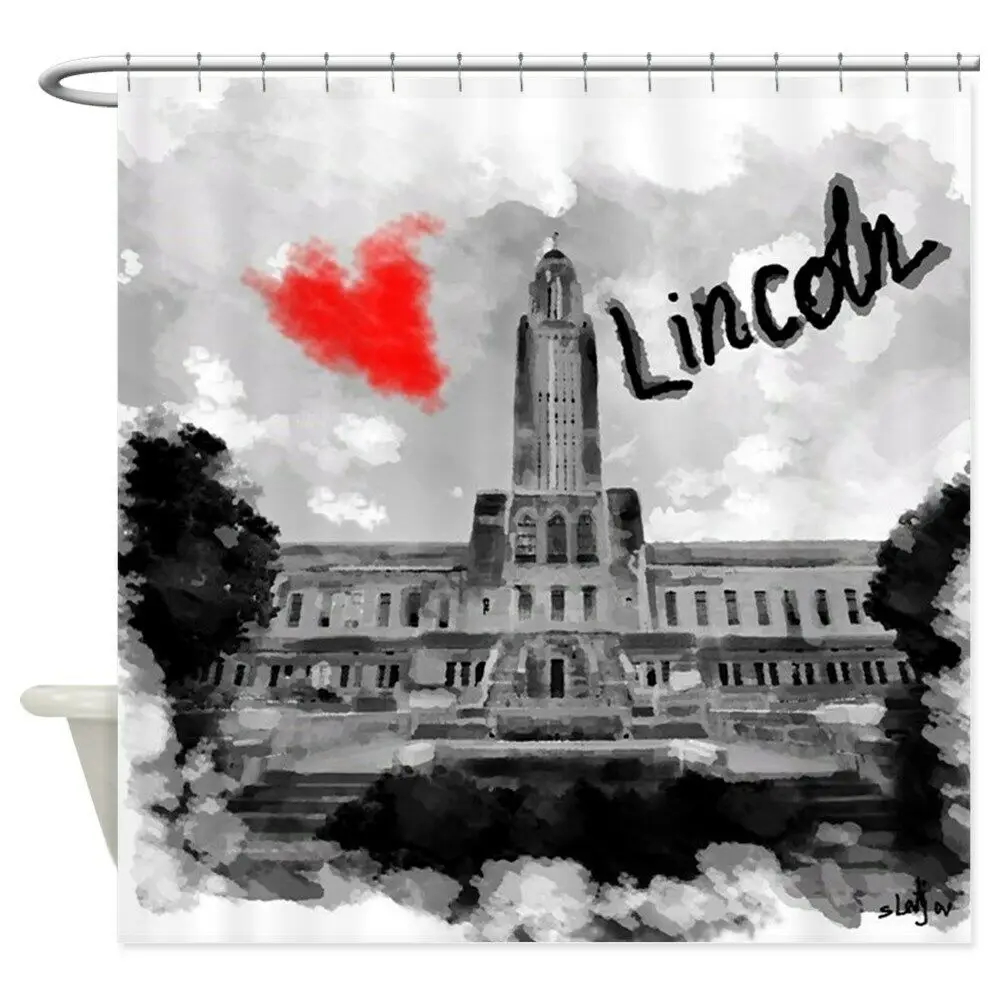 

Пользовательская декоративная тканевая занавеска для душа I Love Lincoln