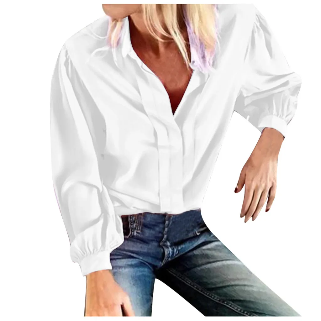 Модная женская плиссированная рубашка повседневная однотонная блузка с длинным