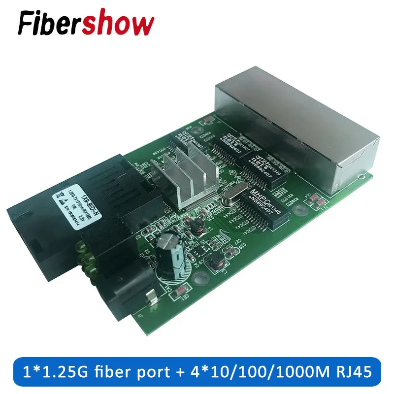 4 RJ45 1 SC Fast Ethernet switch Converter Fiber Optical Media fiber Port PCBA 10/100/1000M | Мобильные телефоны и