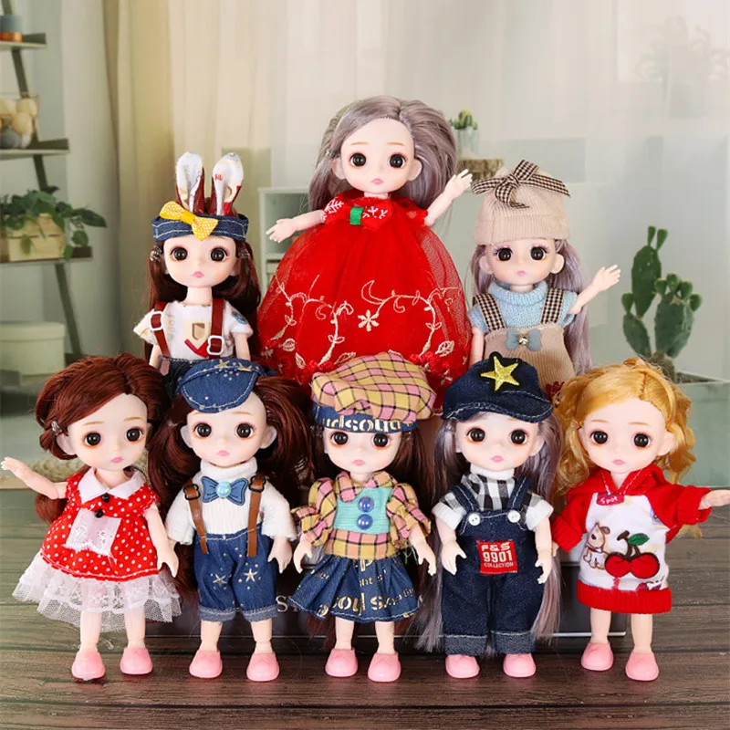 

1/12 BJD Dolls 13 Joints Movable16cm Doll Skirt Jumpsuit Clothes Accessories Fashion Dress Up Doll Clothes Set Girl DIY Toy Gift