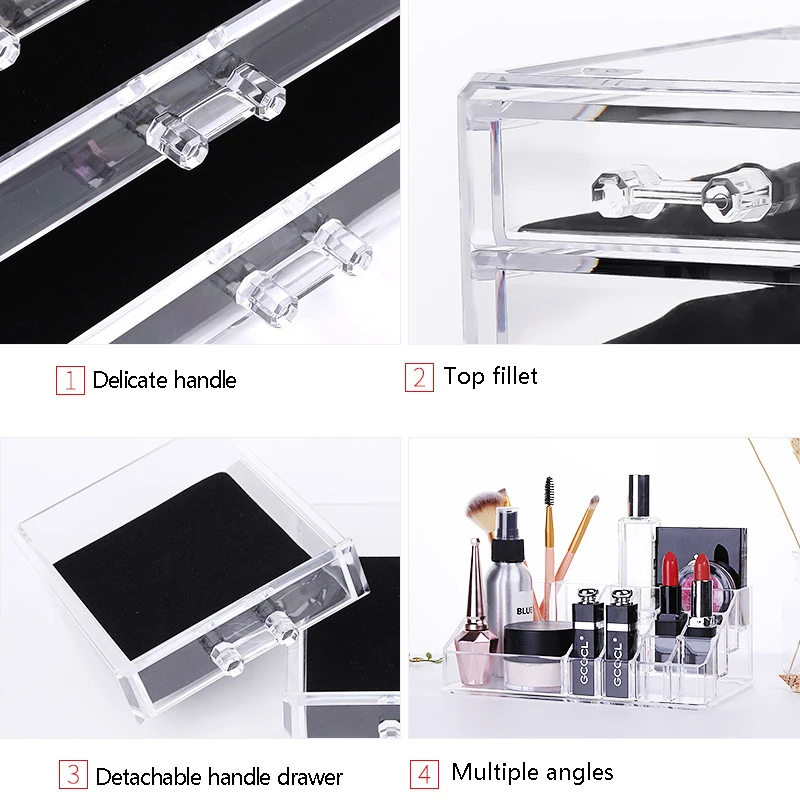 Многофункциональная коробка для хранения косметики прозрачный акриловый