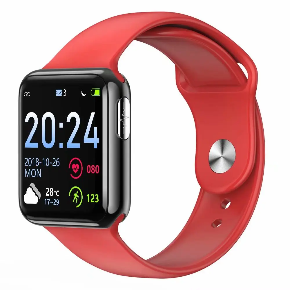 Black Red Rubber ECG PPG SPO2 Smart Watch with Electrocardiograph ECG Display Heart Rate Blood Pressure Monitor Waterproof Smartwatch Men Women - Цвет: Black Red Rubber