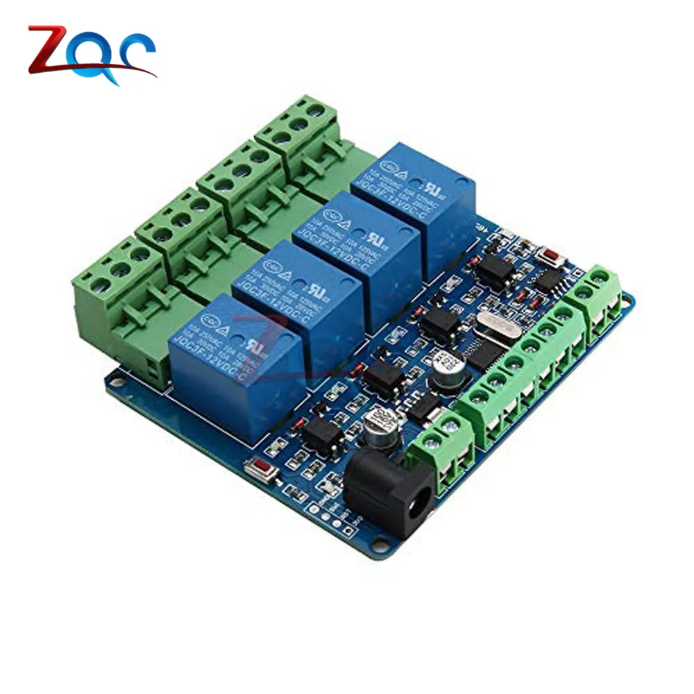Modbus Rtu 4 канала 12 В релейный модуль переключатель вход/выход RS485/ttl реле интерфейса связи 4 индикатор реле доска