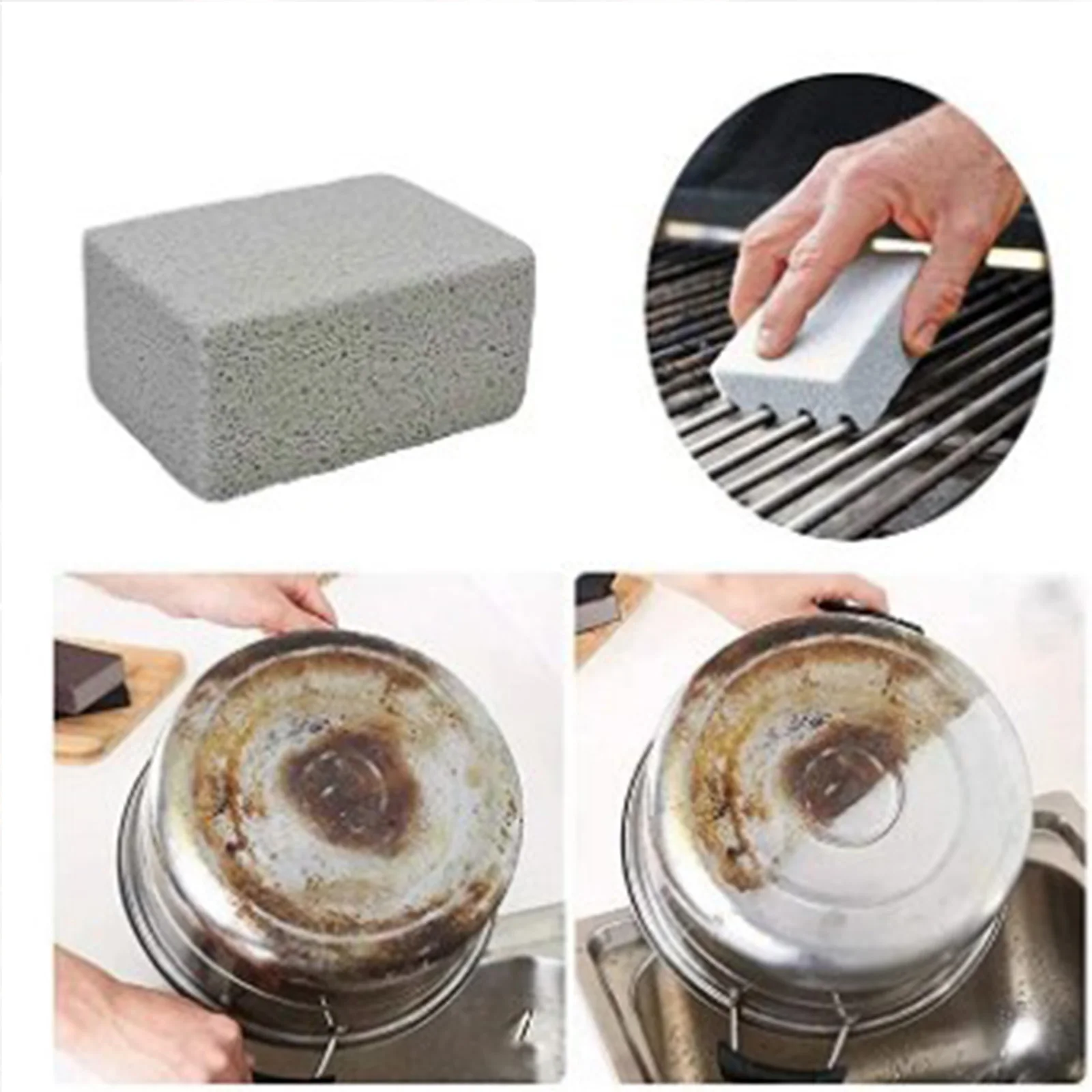 

1 PC Gray Barbecue Grill Cleaning Brick Stone Household Outdoor BBQ Cleaning Tool Brush Supplies Handle Kitchen Gadgets 10x7x4cm