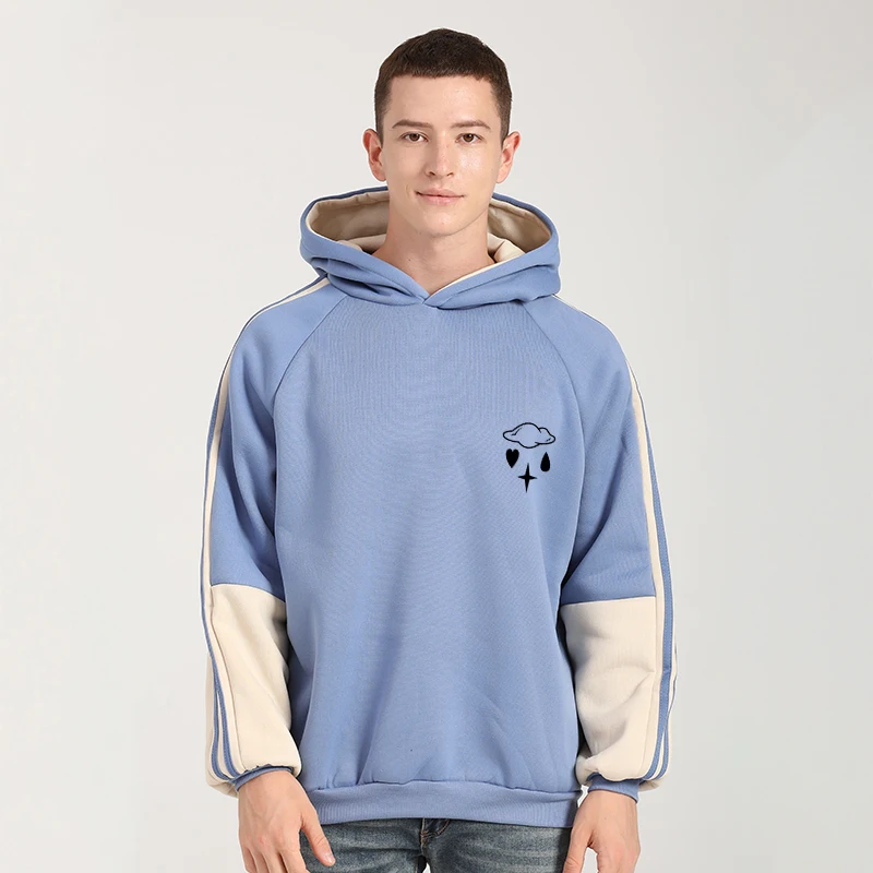 

С принтом «облако» человек толстовки осень-зима Повседневный флисовый комплект Harajuku забавные Толстовка для мужчин свободные контрастного ...