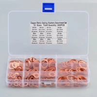 300pcs copper sealing solid gasket washer set flat ring oil seal gasket assortment kit m5 m20 for sump plugs accessories