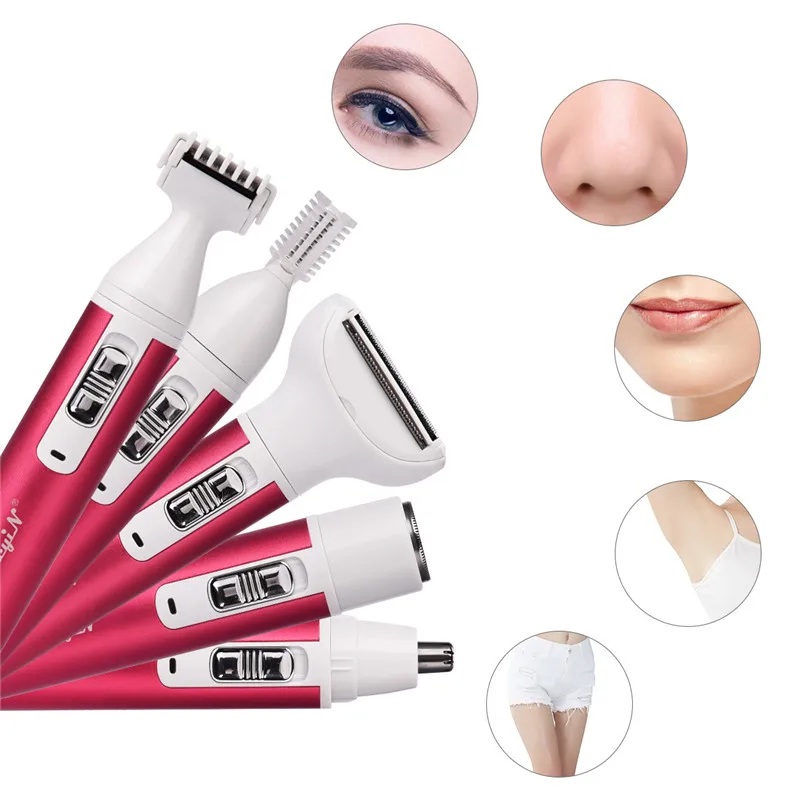 

CkeyiN 5 in 1 Women Shaver Painless Hair Removal Epilator Shaving Machine Face Beard Eyebrow Nose Trimmer Body Electric Razor 45