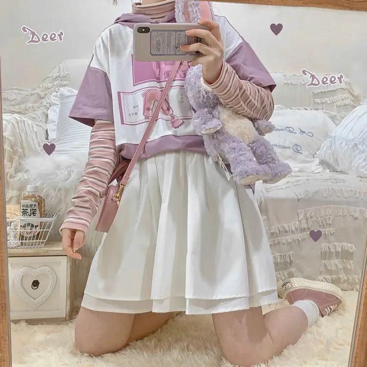 

Double layer puffy skirt Japanese cute half length skirt new summer 2021 versatile A-line short skirt women's College style