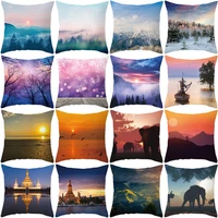 luxury art landscape painting mountain tree flower pillow case bedroom college sofa decoration cushion cover outside covers