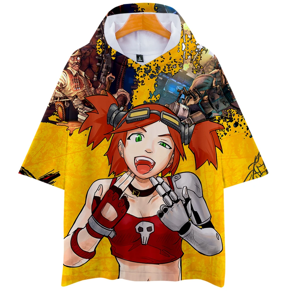 Футболка унисекс с коротким рукавом и капюшоном принтом | Мужская одежда