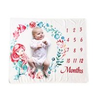 infant toddlers milestone blanket cartoon pattern number letter print baby photography props background newborn monthly souvenir