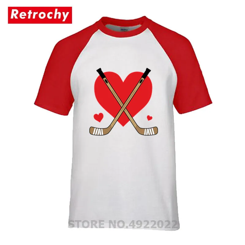 Креативный дизайн футболка для хоккея с любовным сердцем винтажная Мужская