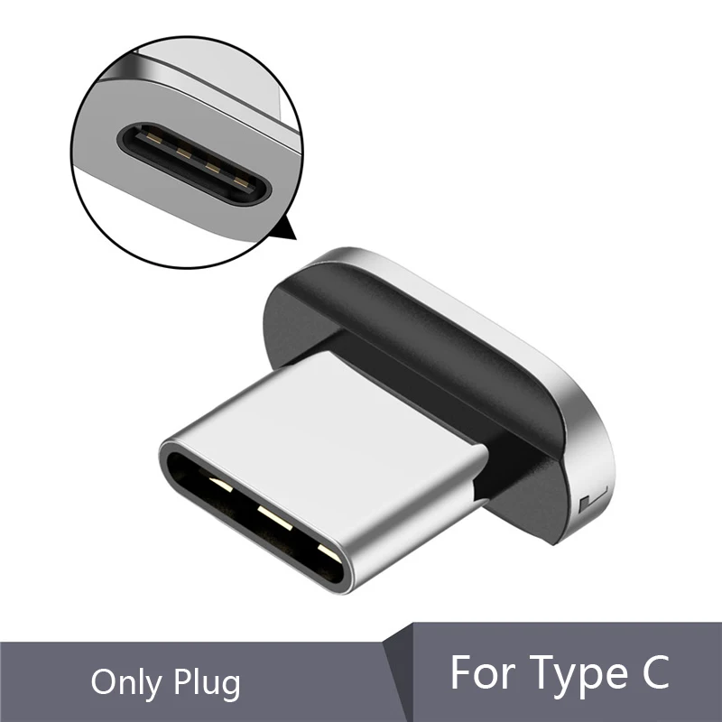 USLION Магнитный кабель Micro USB для iPhone samsung 3A, кабель для быстрой зарядки и передачи данных, Магнитный зарядный кабель usb type C, кабель для телефона Android - Цвет: Only Type C Plug