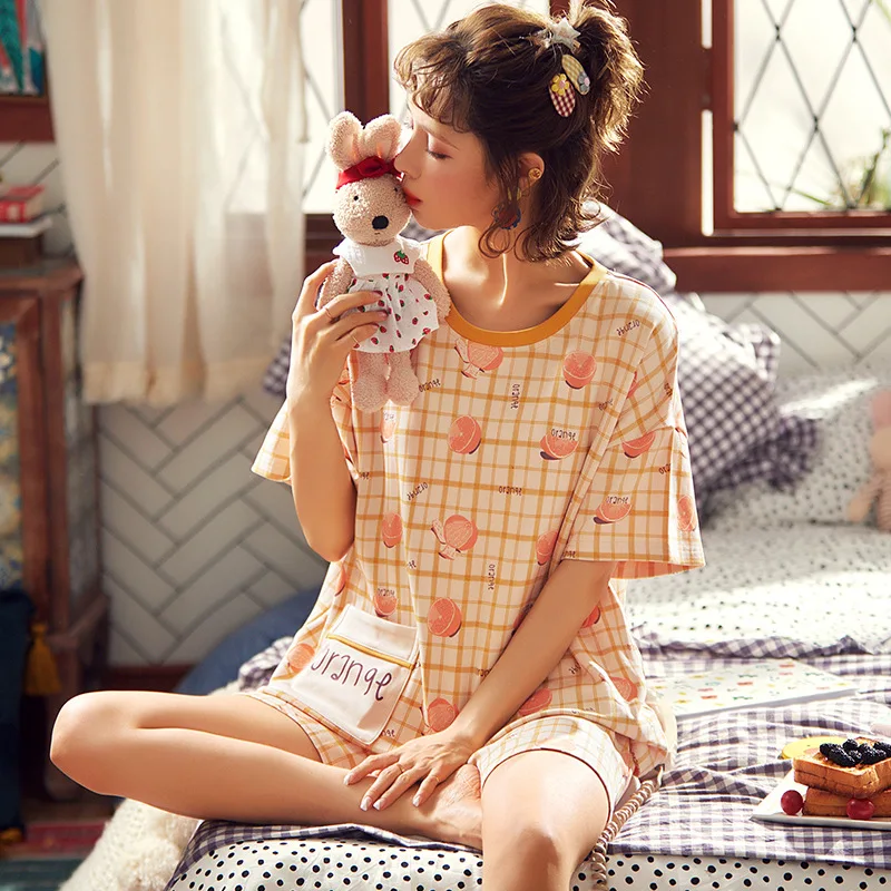 Летняя домашняя одежда в черно белую клетку полоску Симпатичные повседневные