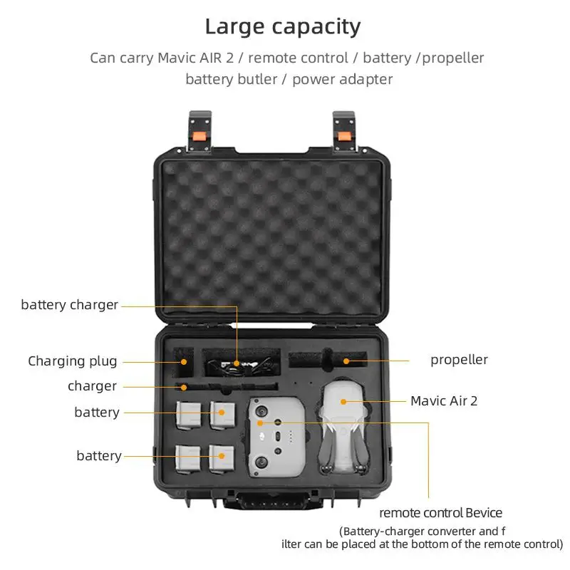 

Взрывозащищенная сумка для DJI Mavic Air 2, аксессуары для дрона, водонепроницаемая сумка для хранения, Жесткий Чехол, сумочка, портативный чехол