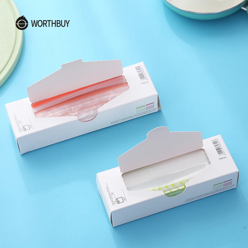 

WORTHBUY 50 Pcs/Set Plastic Food Packaging Bags Keep Fresh Leakproof Reusable Food Storage Bags Kitchen Storage Organization