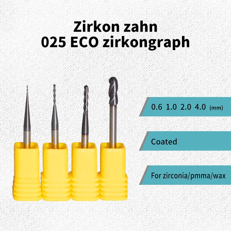 4 шт. zirkonzahn 025 эко фрезерные боры для стоматологические CAD CAM фрезерный