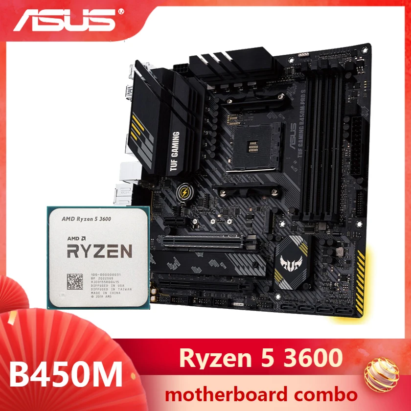 Материнская плата ASUS TUF B450M PRO S в комплекте с процессором Ryzen 5 3600 AM4 DDR4