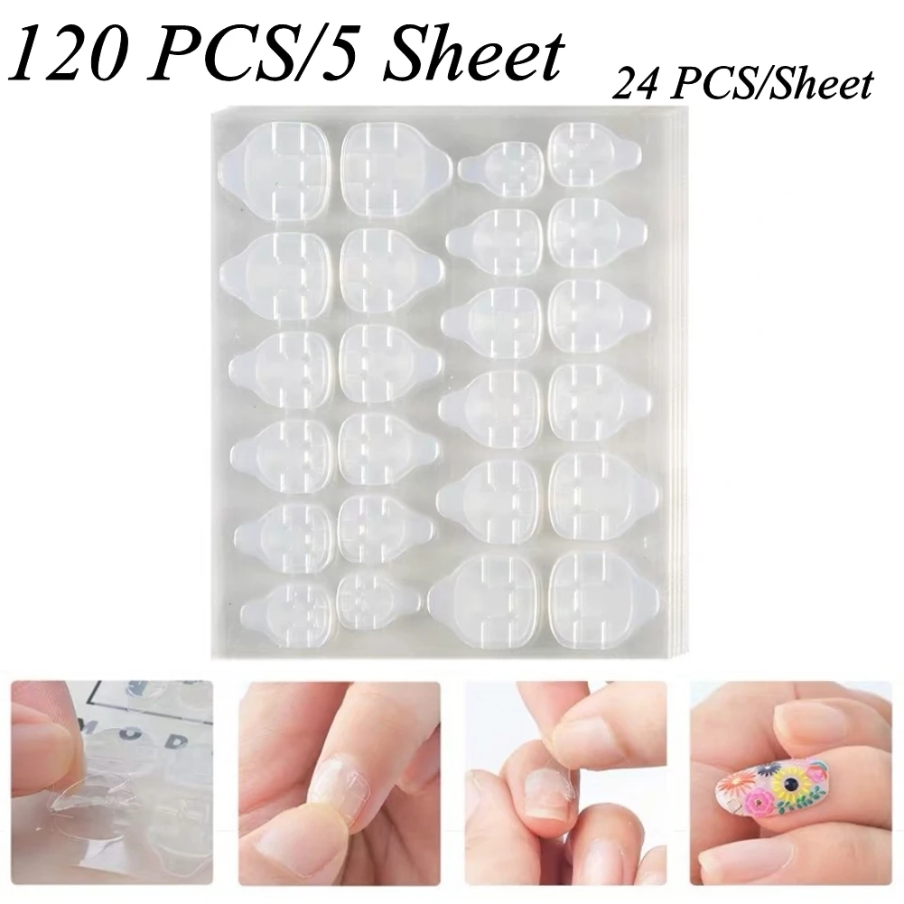 

24PCS/Set Jelly Nail Glue Patch Double Side Adhesive Gel Super Sticky Transparent Portable Patch For False Nails Art Decoration
