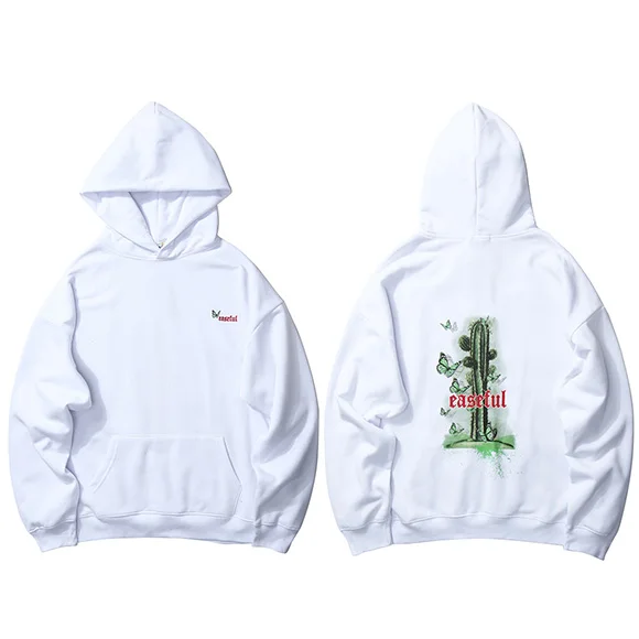 

2021 Hip Hop Hoodies Sweatshirt Streetwear Butterfly Easeful Cactus Men Harajuku Pullover Hoodie Winter Fleece Cotton Sweatshirt
