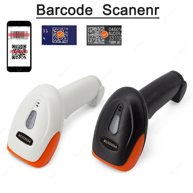 Фото Сканер штрих-кода PDF417 Ручной беспроводной проводной 2d сканер QR-кода 1D/2D Bluetooth USB |