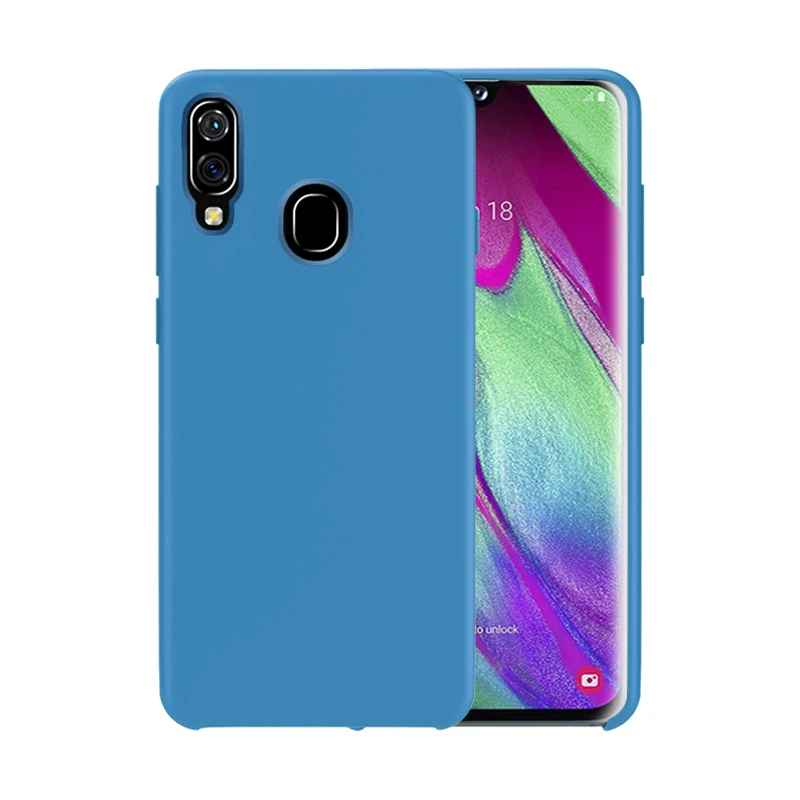 Чехол из жидкого силикона для samsung A40, Мягкий противоударный защитный чехол на заднюю панель для samsung Galaxy A70 A50 A40 A30 A20 A10, чехол Fundas - Цвет: Синий