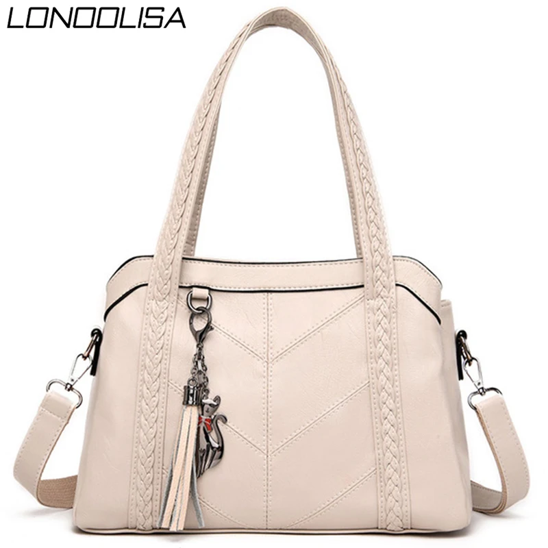

Casual Soft Pu Leather Tassels Totes Luxury Handbags Women Bags Designer Large Capacity Shoulder Crossbody Bags for Women 2020