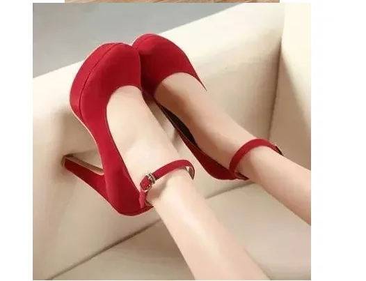 Женские бархатные туфли свадебные на толстом каблуке 11 см черные красные 2020|wedding
