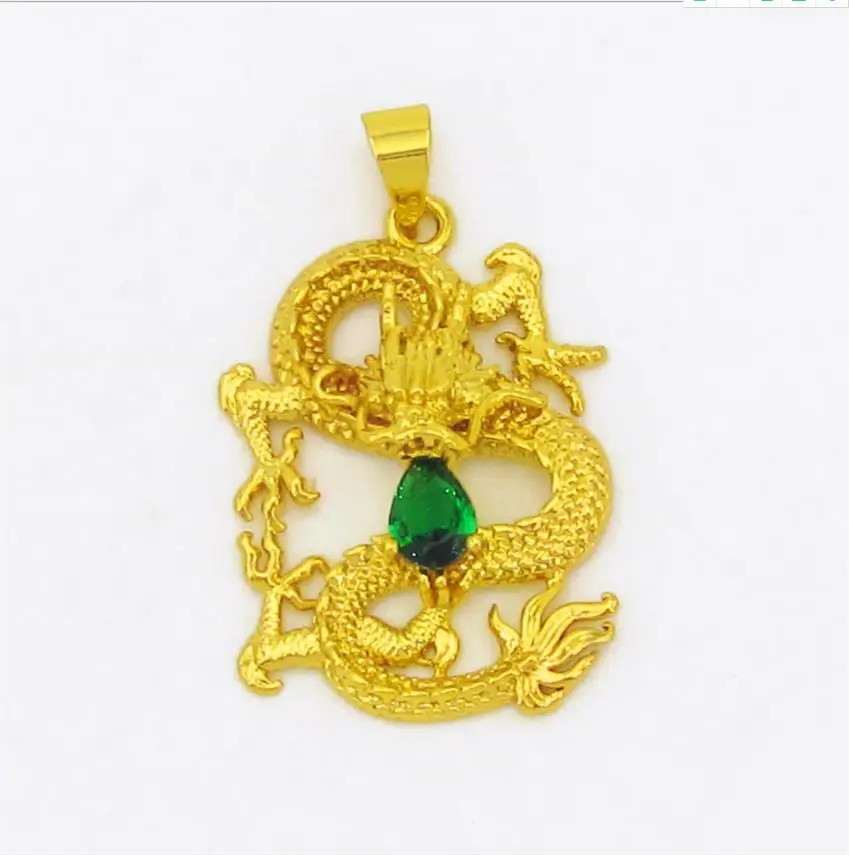 Promotion Gold dragon 24k yellow plated pendant women's classic male Jewelry birthday gift couples pendants | Украшения и