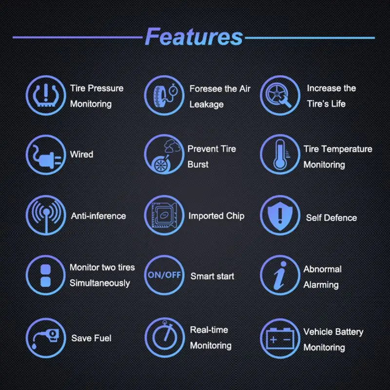 

M3 Waterproof Motorcycle Real Time Tire Pressure Monitoring System TPMS Wireless LCD Display Internal or External TH/WI Sensors