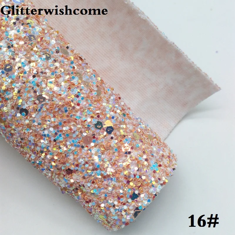 Glitterwishcome 21X29 см A4 Размер синтетическая кожа, Переливающаяся ультра Смешанная массивная блестящая кожа ткань винил для бантов, GM048A - Цвет: 16