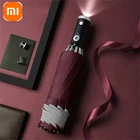 Автоматический складной зонт Xiaomi со светодиодным фонариком, отражающий зонт от дождя и солнца, десять косточек, роскошный, большой, для деловых мужчин и женщин