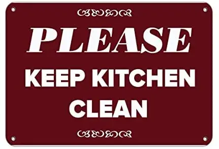 

Crysss Please Keep Kitchen Clean Security Sign 12 X 8 Inches Metal Sign