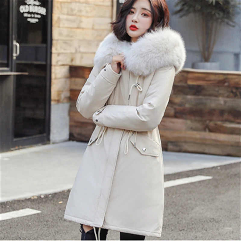 Новинка 2019 года куртка для женщин длинный участок большой мех меховой воротник