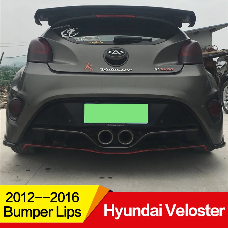 Использовать для Hyundai Veloster задний бампер губы 2012 13 14 15 16 лет глянцевый углеродного волокна спойлер заднего крыла тела комплект аксессуаров