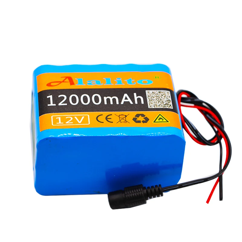 Alalito high quality 12V 12Ah 18650 lithium battery 12.6V 12000mAh rechargeable with BMS for 75 W LED xenon lamp | Электроника