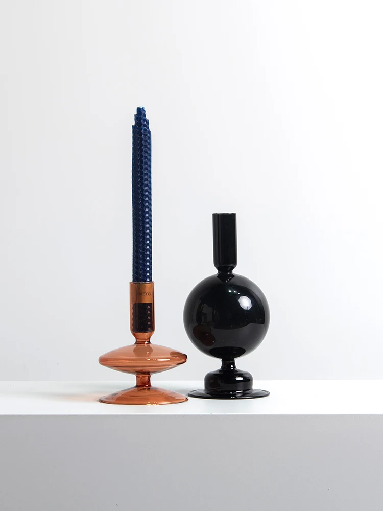 Цветной стеклянный подсвечник простой геометрический обеденный стол в форме