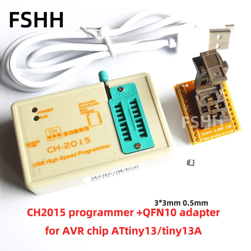CH2015 программист + QFN10 К DIP8 адаптер для ATtiny13/tiny13A avr чип 0 5 мм 3x3мм|Демонстрационные
