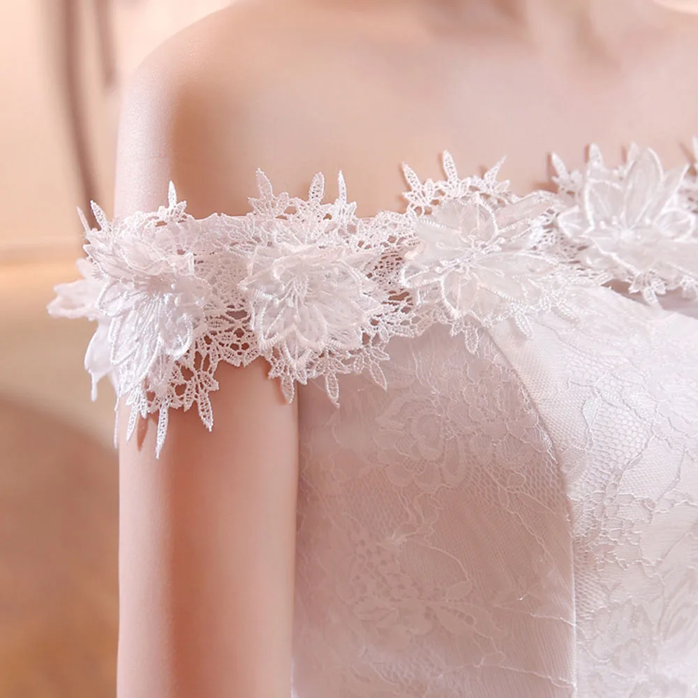 HS Kellio Lace Mermaid Wedding Dress Off Shoulder Bridal Dresses With Court Train Flowers Trimming | Свадьбы и торжества