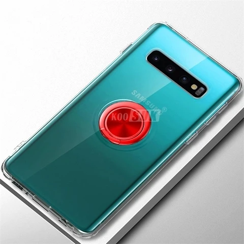 Для samsung Galaxy S10 Lite чехол мягкий ультра тонкий прозрачный держатель кольцо автомобильный Магнитный чехол для телефона для samsung Galaxy S10E S10 Plus S10 - Цвет: Красный