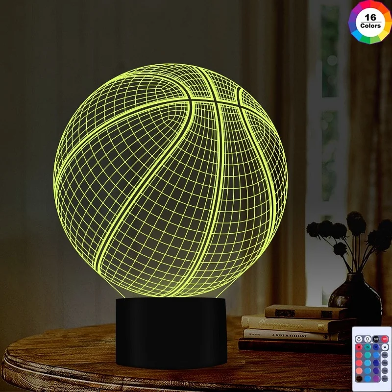 

3D Basketball Night Lamp Desk Setup Lighting Decor LED Lamp Console Icon Logo Sensor Light for Kids Bedside Gift Table Lamp